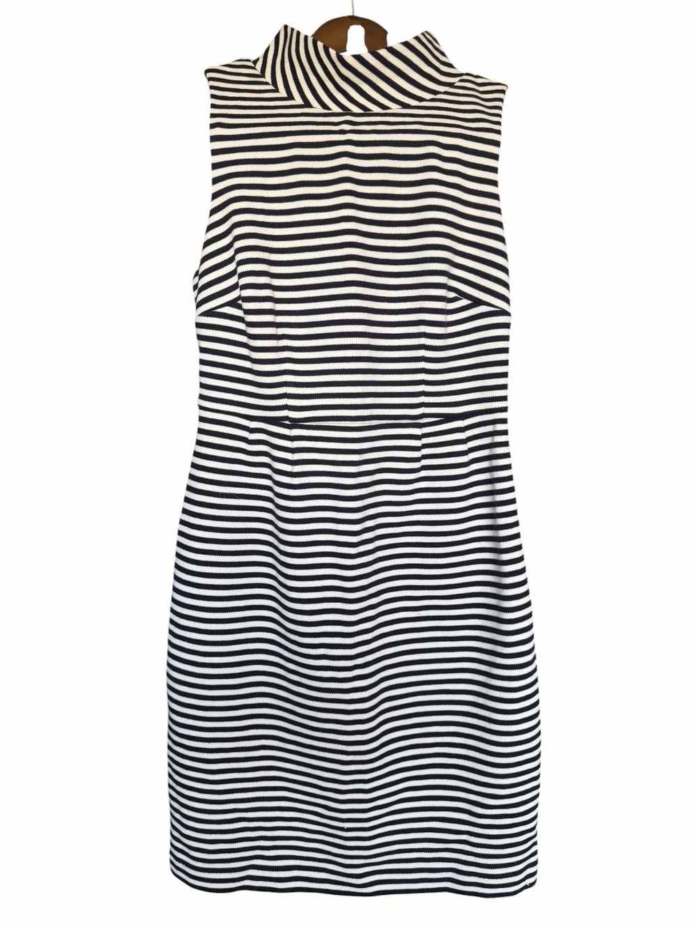 Boden Navy & White Striped Sleeveless Turtleneck Dress